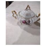 Miniature Porcelain Creamer Set with Pink Rose Design