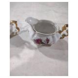 Miniature Porcelain Creamer Set with Pink Rose Design
