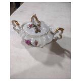 Miniature Porcelain Creamer Set with Pink Rose Design