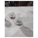 Porcelain Egg Cups with Pink Rose Design