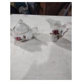 Porcelain Rose Sugar Bowl with Gold Trim