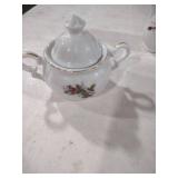 Porcelain Rose Sugar Bowl with Gold Trim