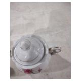 Rose Pattern Porcelain Creamer and Sugar Bowl Set