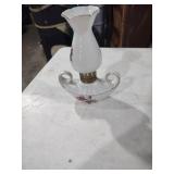 White Porcelain Lamp with Pink Rose Design