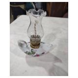 Porcelain Oil Lamp with Rose Design