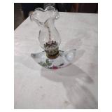 Porcelain Oil Lamp with Rose Design