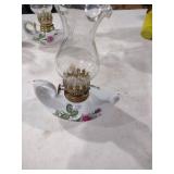 Porcelain Oil Lamp with Rose Pattern