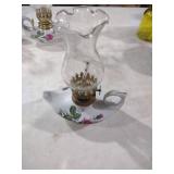 Porcelain Oil Lamp with Rose Pattern