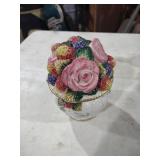 Fitz and Floyd Floral Decorated Glass Vase