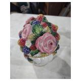 Fitz and Floyd Floral Decorated Glass Vase