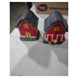 Red Ceramic Cottage Salt and Pepper Shakers
