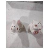 White Ceramic Bunny Salt and Pepper Shakers
