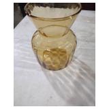 Amber Glass Optic Pattern Vase