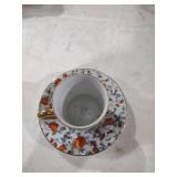 Floral Porcelain Teacup and Saucer Set with Gold Trim