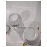 White Porcelain Floral Cream and Sugar Set with Gold Handles