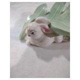 Ceramic Bunny with Oak Leaf Wall Decor