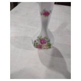 Frosted Glass Bud Vase with Pink Rose Design