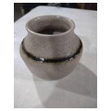 Handcrafted Gray Pottery Vase with Black Band