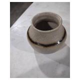 Handcrafted Gray Pottery Vase with Black Band