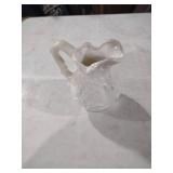 White Milk Glass Creamer with Embossed Design