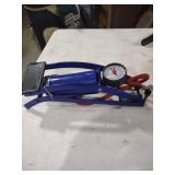 Blue Metal Foot Pump with Pressure Gauge