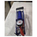 Blue Metal Foot Pump with Pressure Gauge