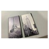 Black & White Landmark Photography Set - Empire State & Eiffel Tower