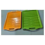 Colorful Plastic Serving Trays with Handles - Set of 2  17 1/2 inch x 12 1/2â