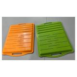 Colorful Plastic Serving Trays with Handles - Set of 2  17 1/2 inch x 12 1/2â