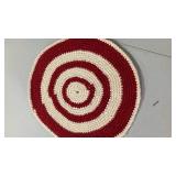 Handmade Spiral Crochet Rug - Red and White