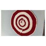 Handmade Spiral Crochet Rug - Red and White