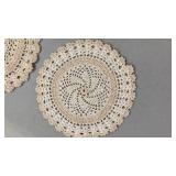 Hand Crocheted Cotton Lace Doilies Set