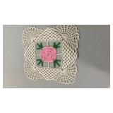 Handmade Pink Rose Crochet Doily 9 1/2 inch