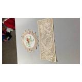 Handmade Bird Doily and Lace Runner Set