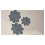 Gray Floral Crochet Lace Table Runner