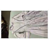 White Patterned Cotton Prairie Dress with Purple Trim small size