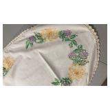 Embroidered oval table runner with Floral Design