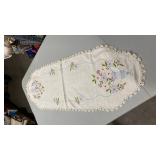 Hand Embroidered Floral Linen table runner