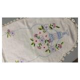 Hand Embroidered Floral Linen table runner