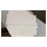 Embroidered White Linen Doily with Blue Trim 31 x 34â