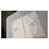 Embroidered Daisy Dresser Scarf with Lace Edge 17â x 24â