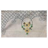 Embroidered Daisy Dresser Scarf with Lace Edge 17â x 24â