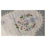 Hand Embroidered Linen table runner with isFloral Design