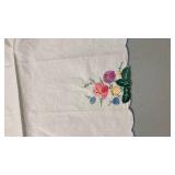 Hand Embroidered Floral Linen Napkin 21 x 14
