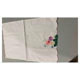 Floral Embroidered White Linen napkin 14 x 21