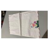 Floral Applique White Linen Table Runne napkin 14 x 21