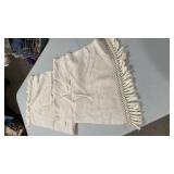 White Linen Table Runner with Fringe Trim