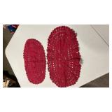 Handmade Red Oval Doilies Set