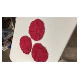 Red Crocheted Doily Set