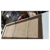 Textured Area Rug with Brown Border 55 x 21